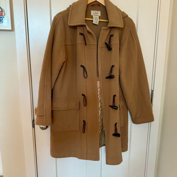 Vintage L.L. Bean Duffel Coat with Removable Hood - Lined - Camel - Size M - Picture 9 of 16